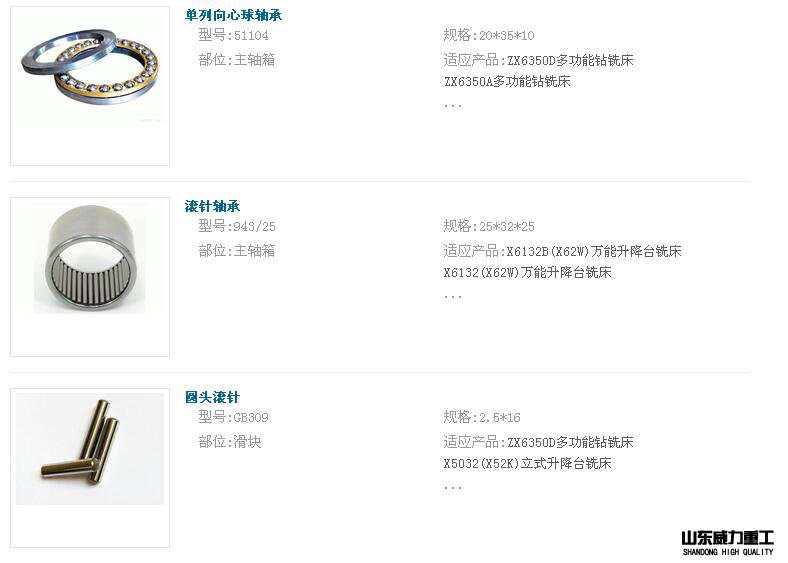 铣床相关轴承